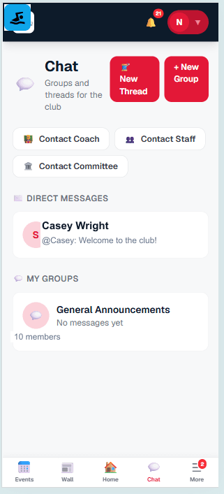 Squadino Chat screen